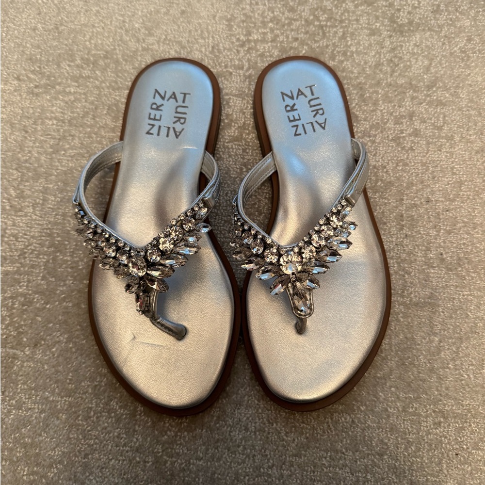 Naturalizer Silver Embellished Sandals